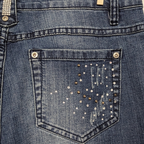 Style NY Paris Bling Denim Studded Gems Flare Wide Leg Jeans Women's Size 8 NWT - Picture 7 of 12